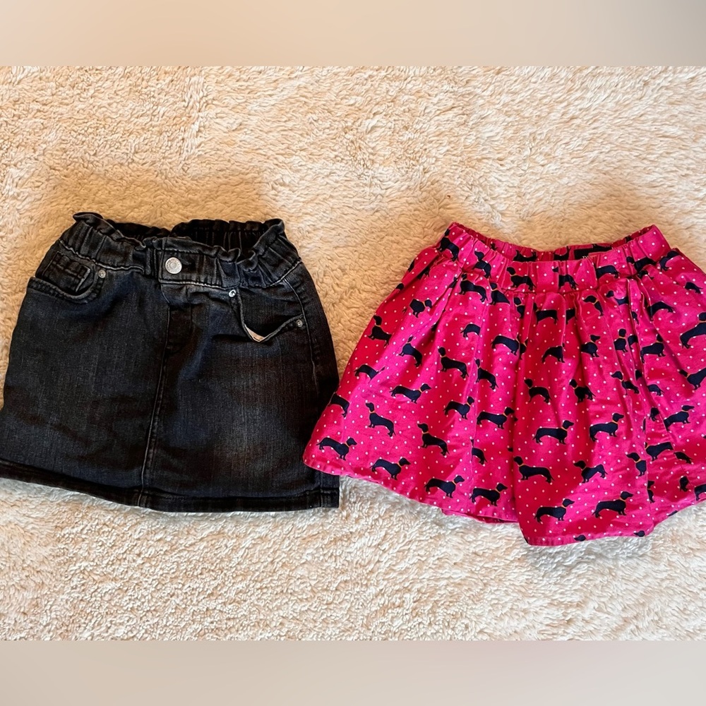 Old Navy Blk denim & TCP dog print Girls Skirts Sz 4 Bundle